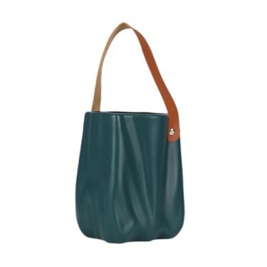 Imagem de Ｂｅｓｇａ Vaso de bolsa, peça central, decoração de mesa, artesanato, acessório floral, vaso decorativo moderno, vaso de flores para sala de jantar, quarto, Azul