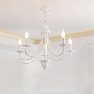 Imagem de Candelabro Simples Americano LED Personalidade Criatividade Sala de Estar Restaurante Quarto Estudo Villa Hotel Café Bar Clothing Store Lâmpada Pendente (B Branco A 5 luzes)