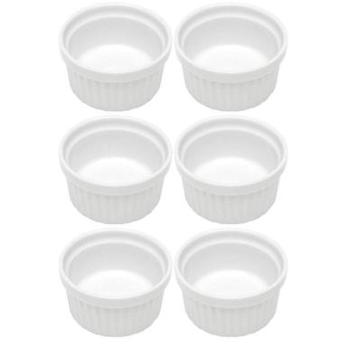 Imagem de Kit 6 Ramequins Canelado 50ml Porcelana Classic Branco Lyor Servir Petiscos