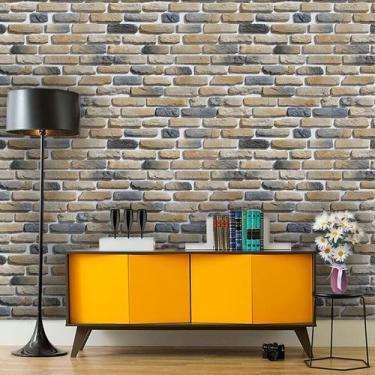 Imagem de Papel de Parede Tijolinho Cinza Azulado e Bege - Inove Papéis de Pared