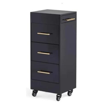 Imagem de Carrinho de salão de madeira para salão de beleza com rodas giratórias bloqueáveis, armário de armazenamento móvel de carrinho de cabeleireiro, organizador de ferramentas de cabeleireiro (cor: preto