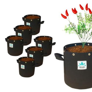 Imagem de Kit 6 Vasos Feltro 7 Litros para Cultivo com Alças e Furos para LST
