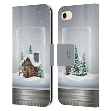 Imagem de Head Case Designs Cabin Christmas in Jars Capa carteira de livro de couro compatível com Apple iPhone 7/8 / SE 2020 e 2022