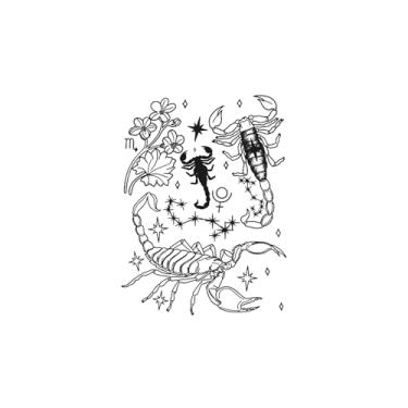 Imagem de Tatuagens temporárias, Escorpião HC-BB-777, Tatuagens de Escorpião, Resistente à água, Aparência de tatuagem real, Dura de 1 a 2 semanas, Resiliência,18 x 11 cm