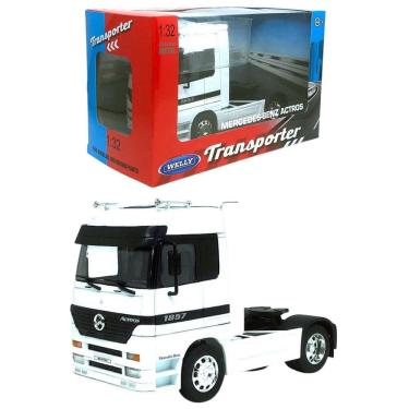 Imagem de Miniatura Welly Caminhao Mercedes Benz Actros Transporter 1/32 Die-Cast Branco