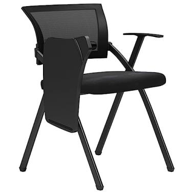 Imagem de Cadeira dobrável cadeira dobrável com almofada de treinamento com quadro de escrita, cadeira dobrável portátil de escritório, poltrona ergonômica confortável, suporte de carga 150 kg (cor: preto