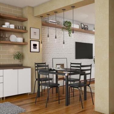 Imagem de Conjunto de Mesa de Cozinha com 4 Lugares Mint Preto - Mobly