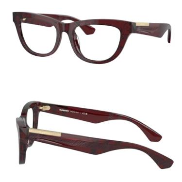 Imagem de BURBERRY BE2406U Óculos de acetato em formato retangular com kit de óculos de luxo eSHADES, Armação vermelha xadrez | Lente transparente