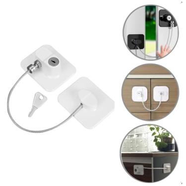 Imagem de Cadeado Trava de Segurança para Porta Geladeira com Chave (Branco)