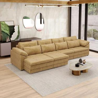 Imagem de Sofá Retrátil Manual Sala de Estar Nolan Bipartido 339cm Conforto Prem