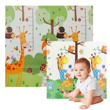 Imagem de Tapete de Atividades Infantil Térmico Tatame Para Bebê Infantil Dobrável Dupla Face Educativo Emborrachado Antiderrapante Tapete Infantil de Proteção. Fácil de Transportar e Guardar, Util em Quarto, Sala, Escola, Berçarios, Parques (1,80x1,50) Grande (Girafa / Coala)