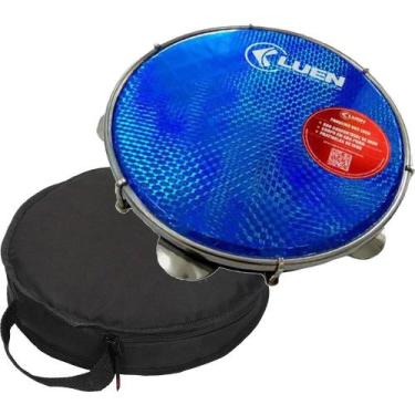 Imagem de Pandeiro Profissional Luen 12 Pele Holográfica Azul + Capa