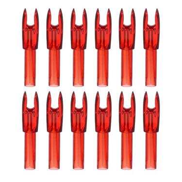 Imagem de PATIKIL Nocks de flechas para tiro com arco de 4,2 mm, pacote com 12 peças de plástico para inserção de flecha de substituição para caça e tiro arco recurvo, vermelho claro