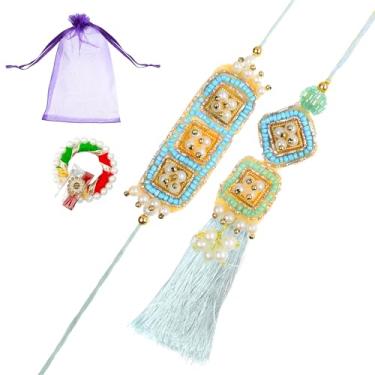 Imagem de Tarini Gallery Conjunto de 2 Rakhi e Lumba para Brother Bhaiya Bhai Bhabhi Raksha Bandhan Thread Roli Chawal Embalagem de Presente, One Size, Plástico, Sem Pedra Preciosa
