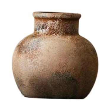 Imagem de Fenteer Vaso de cerâmica rústica, suporte de flor, vaso de flores da fazenda para plantas internas, Rusty 15x15x14cm