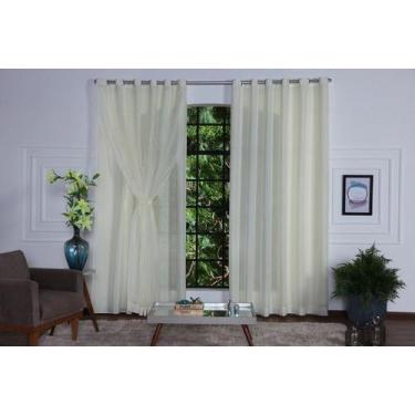 Imagem de Cortina P/sala Voil C/forro Microfibra Palha 4,00x2,80 Decoração - Cas