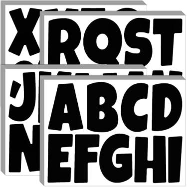 Imagem de Bemeol Letras de quadro de avisos 390 peças adesivos de letras do alfabeto de 10 cm para quadro de pôster, para quadro de avisos, sala de aula, escola, decoração de escritório em casa (preto)