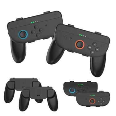 Imagem de 2in1 Hand Grip for Switch 2 2025 with Wrist Strap Detachable Handle Grips Holder for Joycon Controllers Game Accessories 1Pair Black