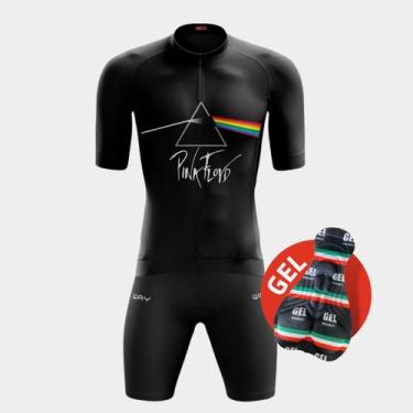 Imagem de Conjunto de Ciclismo Masculino - Camisa Pink Floyd (PRO) e Bermuda GEL