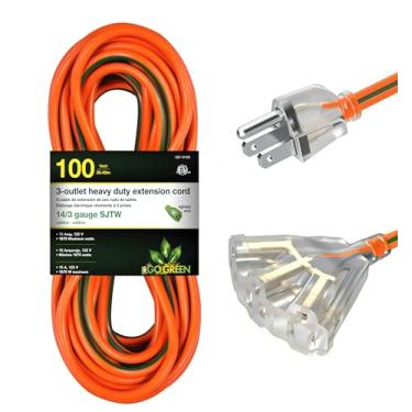Imagem de Cabo de extensão resistente GoGreen Power GG-15100 14/3 50' 3 tomadas - extremidade iluminada