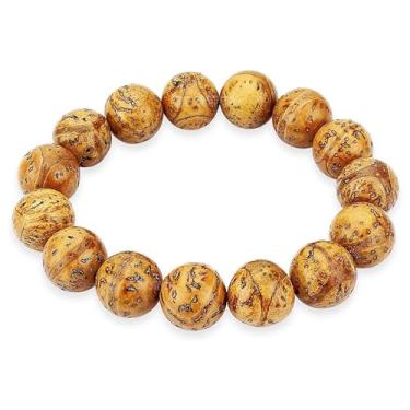 Imagem de EDMIRIA Pulseira Tibetana Mala Bodhi Seed de Bodh Gaya Nepal - Olho de Fênix Contas de Buda Naturais Cordão de Mão para Homens Mulheres Oração Japa, Free Size, Sem Pedra Preciosa