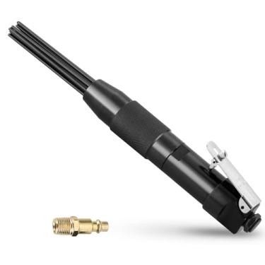 Imagem de AMGSH Escalador compacto de agulha de ar, ferramenta de remoção de ferrugem, ferramenta de ar de agulha, removedor de escória de solda com tinta de ferrugem pneumática, com 12 agulhas, inclui encaixe