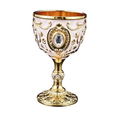 Imagem de WeiLaiKeQi Taça de água em, copo para beber, presente, pequeno, retrô, mini cálice, copo de vinho de metal para bar, amantes de aniversário, Ouro Branco
