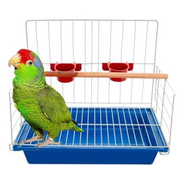 Imagem de Gaiola Poleiro Papagaio Calopsitas Periquito Agaporni Passaros Mansos(Azul)