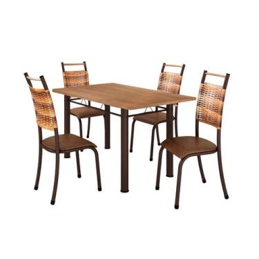 Imagem de Conjunto Chicago 04 Cadeiras com Base Paraná BM Tubulares, BP Noce Oro