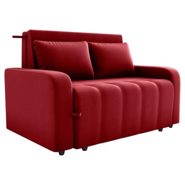 Imagem de Sofa Cama 2 Lugares 138 cm Amora Veludo Maserati Vermelho Milani Store