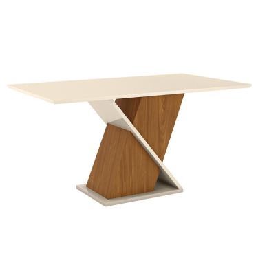 Imagem de Mesa de Jantar Retangular Fiorella Off White e Nature 160 cm