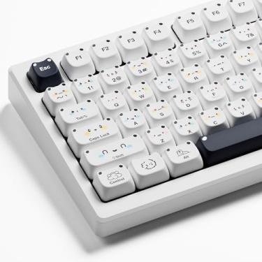Imagem de GMKWTL XVX Lindas teclas PBT, teclas brancas com perfil Mao, conjuntos de teclas transparentes compatíveis com 65% 75% 96% 100% Cherry Gateron MX Switches Teclado Mecânico