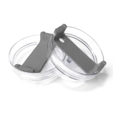 Imagem de Tampa de copo de 1,134 g compatível com Stanley, à prova de derramamento, resistente a respingos, adequado para canecas Stanley e mais, pacote com 2 (1,134 g, cinza)