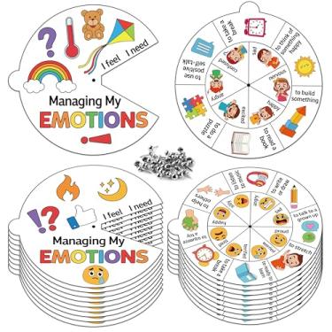 Imagem de COcnny Managing Emotions Coloring Craft- 24 Sets Color Your Own Social Emotional Art Craft DIY Wheel Cards for Kids, Express Feeling Learning Paper Craft Art for Sunday School Home Class Activities