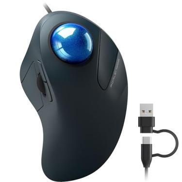 Imagem de Mouse Trackball com fio para mãos grandes, design ergonômico reduz o pulso e a tensão muscular, rastreamento de precisão com fácil controle de dedo indicador, compatível com PC, laptop, Windows, Mac