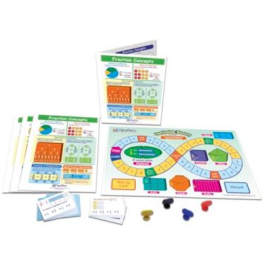 Imagem de NewPath Learning 23-6947 Fraction Concepts Learning Center Game (Grades 3-5) - Tabuleiro de jogo, 30 cartas ilustradas e quatro 4 painéis, guias de aprendizagem laminados "Write-On/Wipe-Off"
