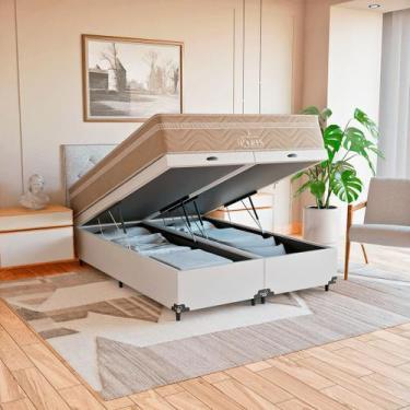 Imagem de Cama Box Baú Casal Bipartido + Colchão Molas Ensacadas Paris - eShop c