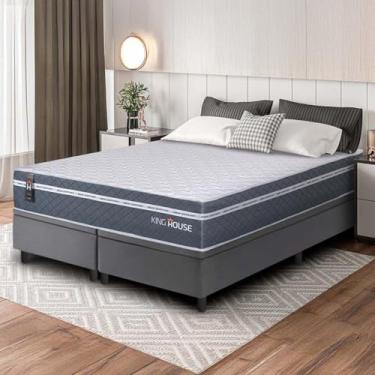 Imagem de Conjunto Box Baú Cinza Cairo Cinza Molas Ensacadas Queen 158x198x71 - King House