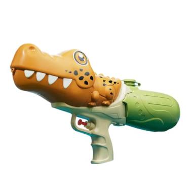 Imagem de Milageto Brinquedo de pulverização de água, portátil, prático, com furos duplos, brinquedo de verão para jardim, piscina, áreas externas, crianças pequenas, Laranja Dinossauro