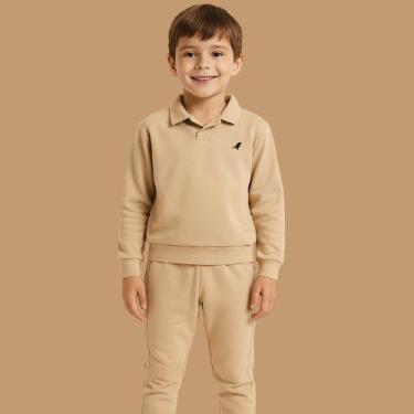 Imagem de Conjunto Moletom Infantil Masculino Inverno Gola Polo  Sem Bolso Rei R