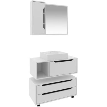 Imagem de Kit Gabinete Balcão e Espelheira de Banheiro Cuba Karina - Tecnomobili