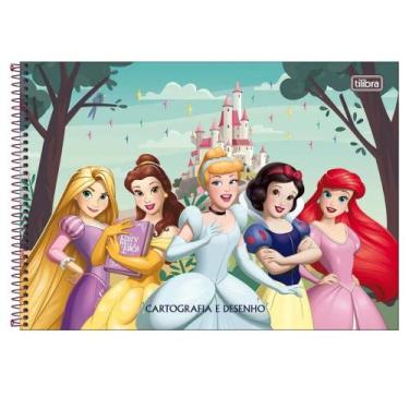Imagem de Caderno de Desenho e Cartografia 80 Fls Princesas Tilibra