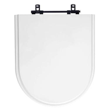 Imagem de Assento Sanitário Poliester Antibacteriano Carrara Branco para vaso Deca com Ferragem Preta