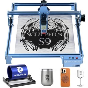 Imagem de SCULPFUN S9 Gravador a Laser com Rolo Giratório a Laser, Máquina de Gravação a Laser de Alta Precisão, Corte Profundo para Madeira Compensada de 6 mm, Área de Gravação 410 x 420 mm