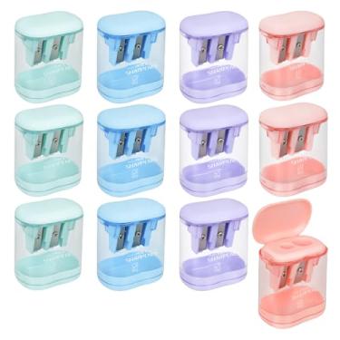 Imagem de Apontador de lápis de cor portátil com orifício duplo para escritório e escola, apontador de lápis de cor manual (12)