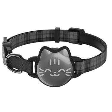 Imagem de Coleira impermeável para gatos AirTag, coleira Airtag para gatos com padrão luminoso e reflexivo de peixe, coleiras leves para Apple Air, suporte oculto para rastreador GPS para gatos, gatinhos (23 a