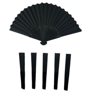 Imagem de Corkwaw Pacote com 10 ventiladores dobráveis decorativos, ventiladores portáteis ultraleves de 21 cm para casamentos, festas, chás de panela - Presente perfeito de verão e acessório de moda (preto)