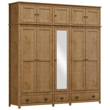 Imagem de Guarda Roupa Casal 10 Portas Com Espelho e Maleiro Mazzaro F06 Freijó 