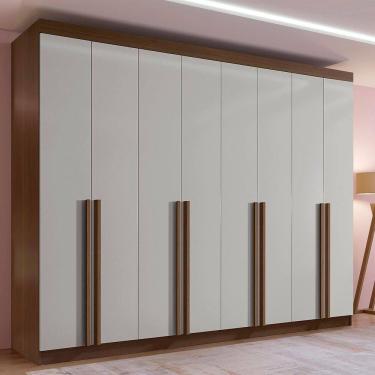 Imagem de Guarda-roupa Casal Mdf 08 Portas Império Castanho/Off White