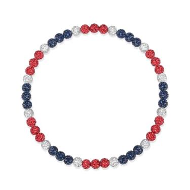 Imagem de NUKAYAI Colar de beisebol masculino com contas brilhantes de 40,6 cm/45,7 cm/50,8 cm, acessórios de beisebol de discoball inspirados em strass, colares de gotejamento para jogadores amantes de times e